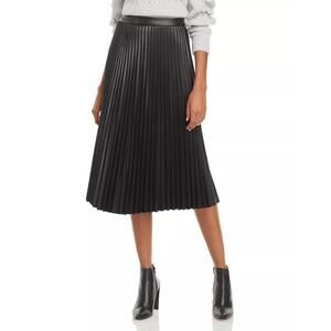Lucy Paris Faux Leather Pleated Skirt Black - XS